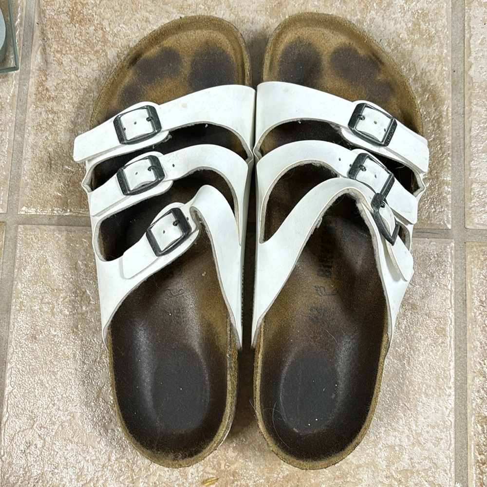 White 3-strap Birkenstock